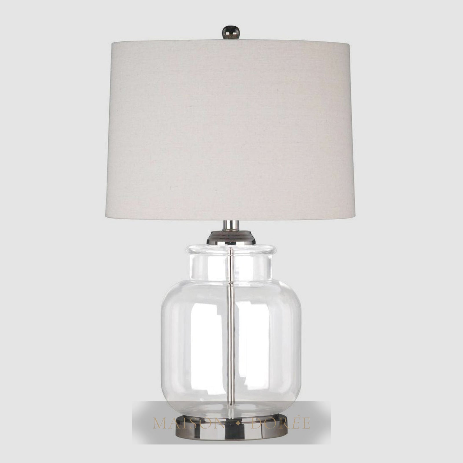 Regency Nickel and Glass Table Lamp with Natural Linen Shade