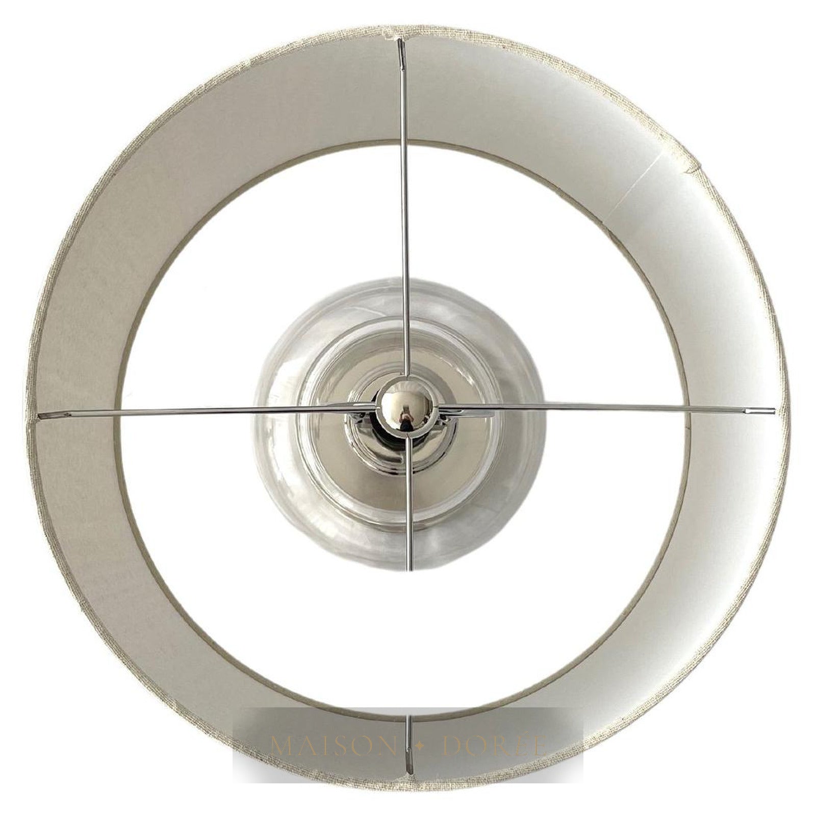 Regency Nickel and Glass Table Lamp with Natural Linen Shade