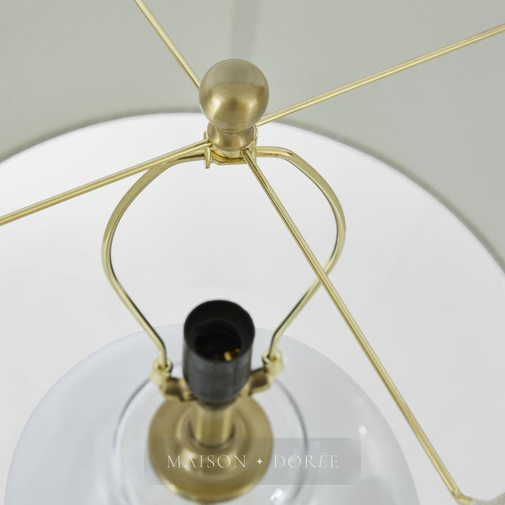 Ellyn Glass and Brass Lamp with White Linen Shade