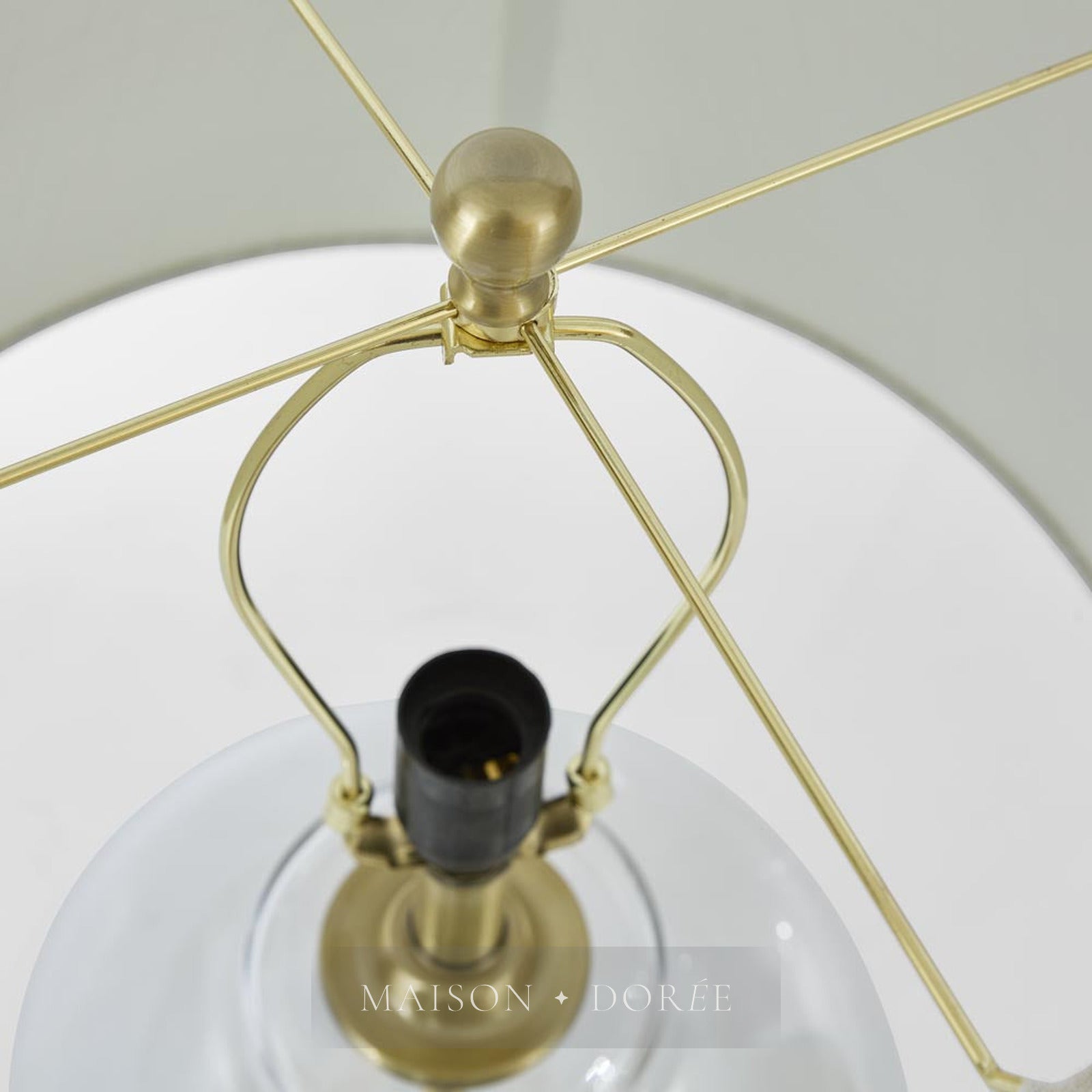 Ellyn Glass and Brass Lamp with White Linen Shade