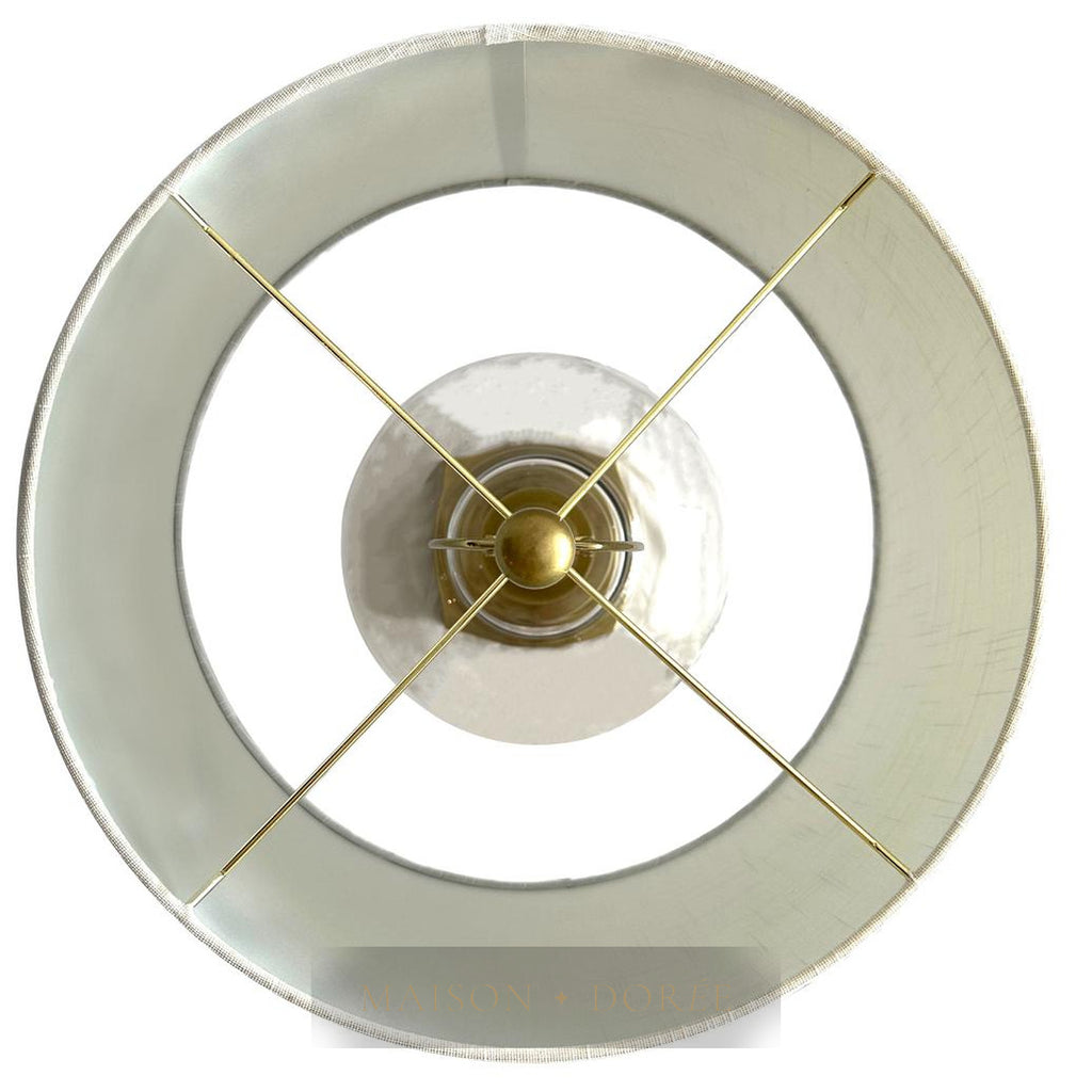 Ellyn Glass and Brass Lamp with White Linen Shade