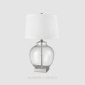 Ellyn Glass and Nickel Lamp with White Linen Shade