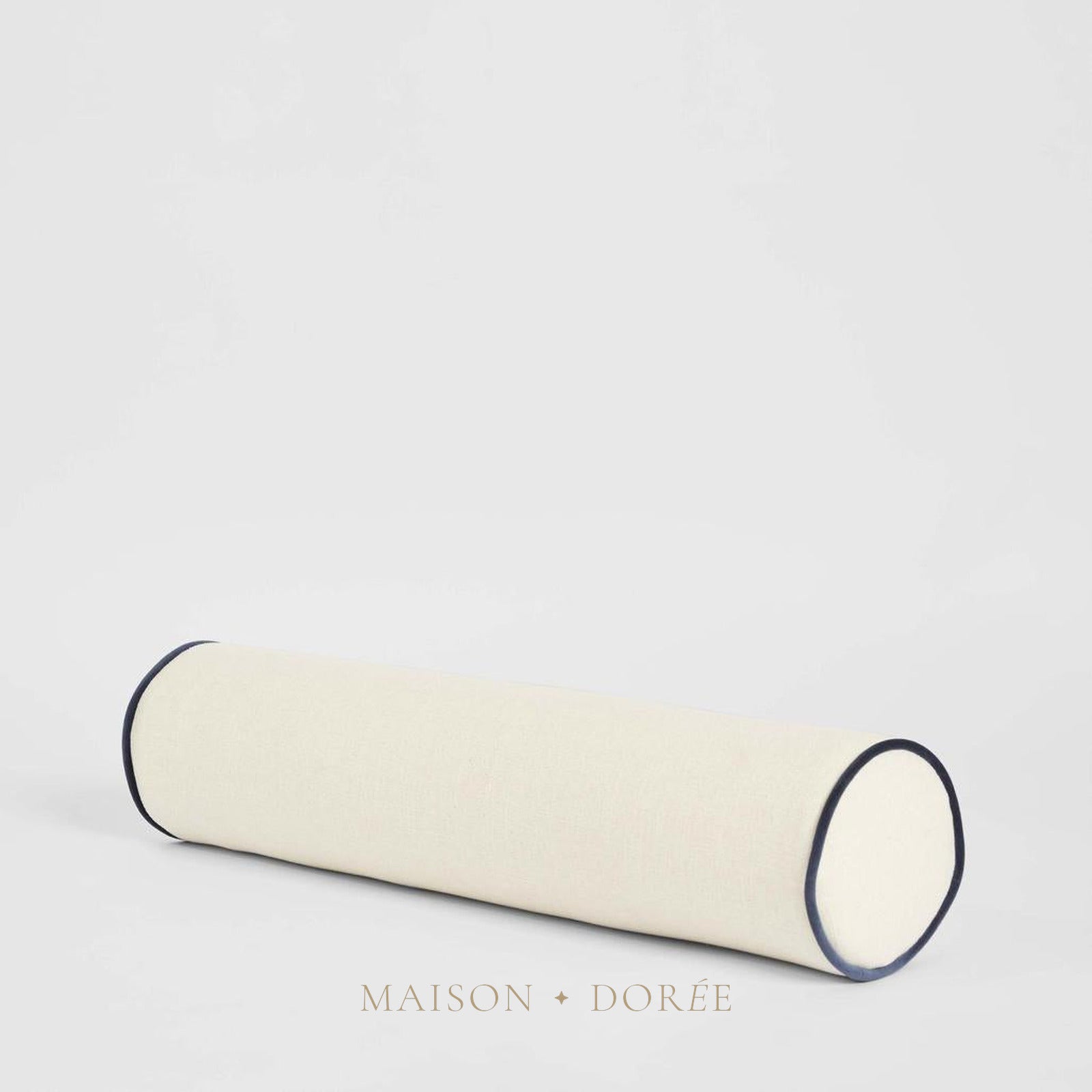 Brighton Bolster Cushion Ivory with Blue Piping - view 2