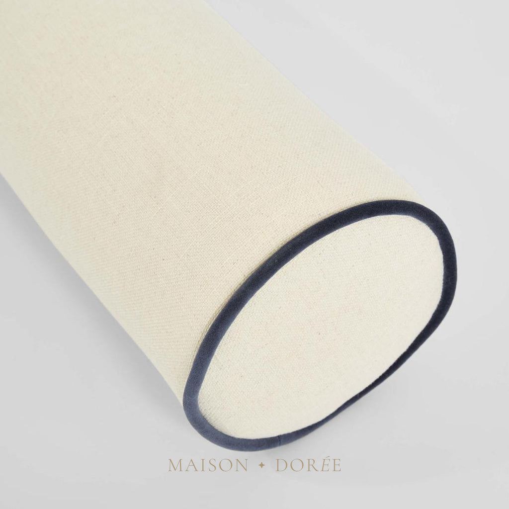 Brighton Bolster Cushion Ivory with Blue Piping - view 3
