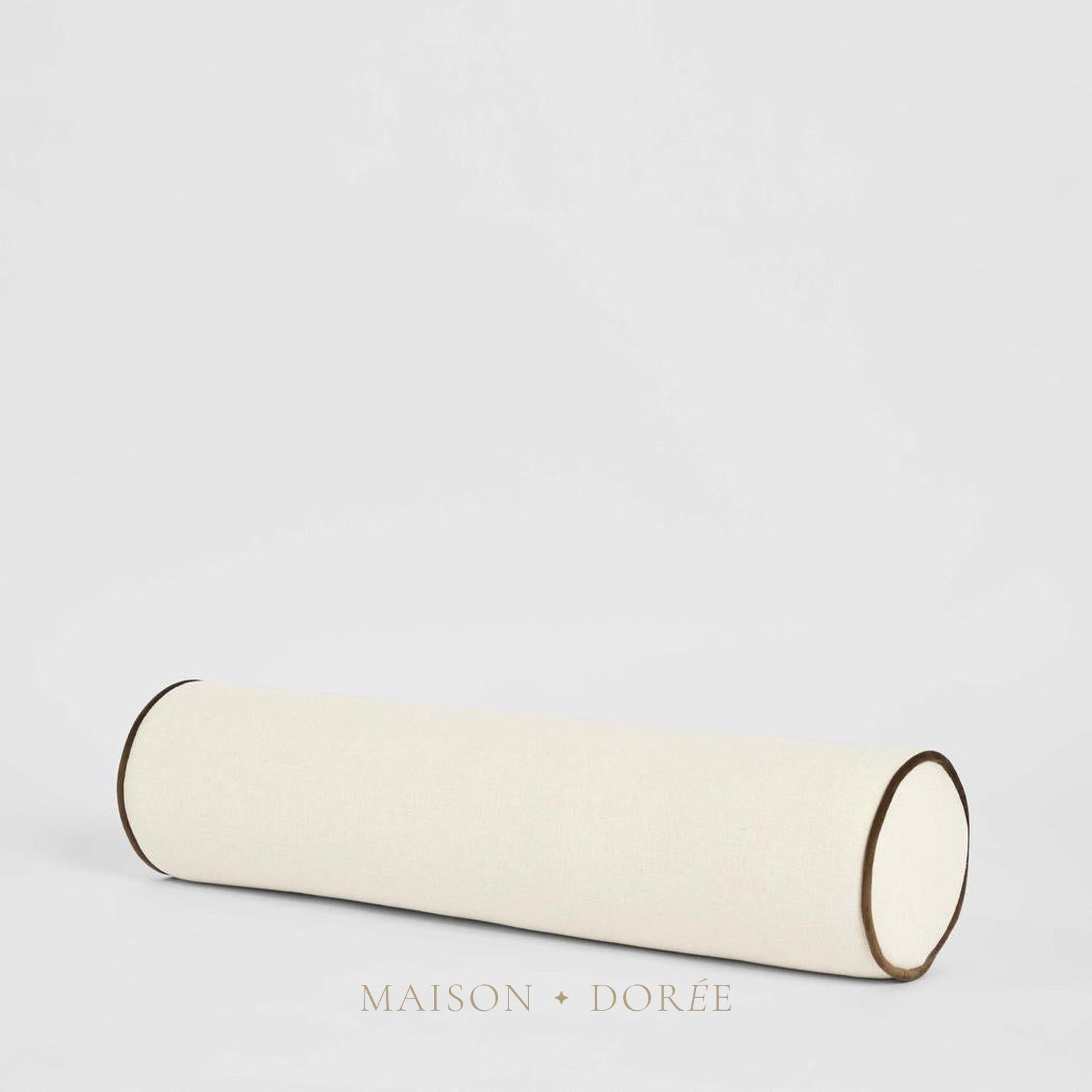 Avoca Bolster Cushion Ivory with Chocolate Piping - view 2