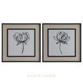 Sketched Flowers In Black Frame With Linen Insert Set 2