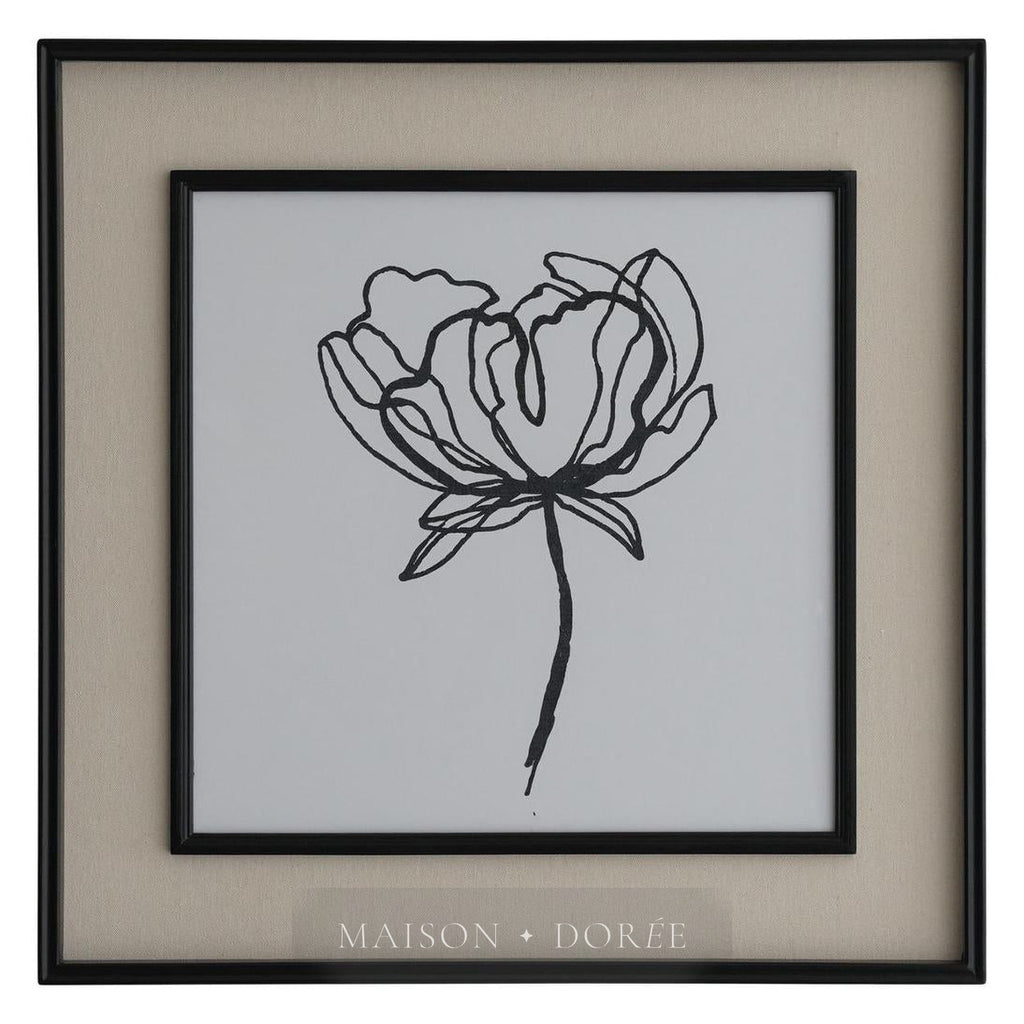 Sketched Flowers In Black Frame With Linen Insert Set 2 - view 3