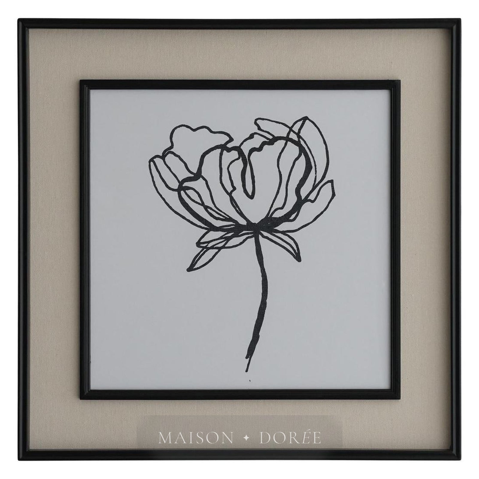 Sketched Flowers In Black Frame With Linen Insert Set 2 - view 3