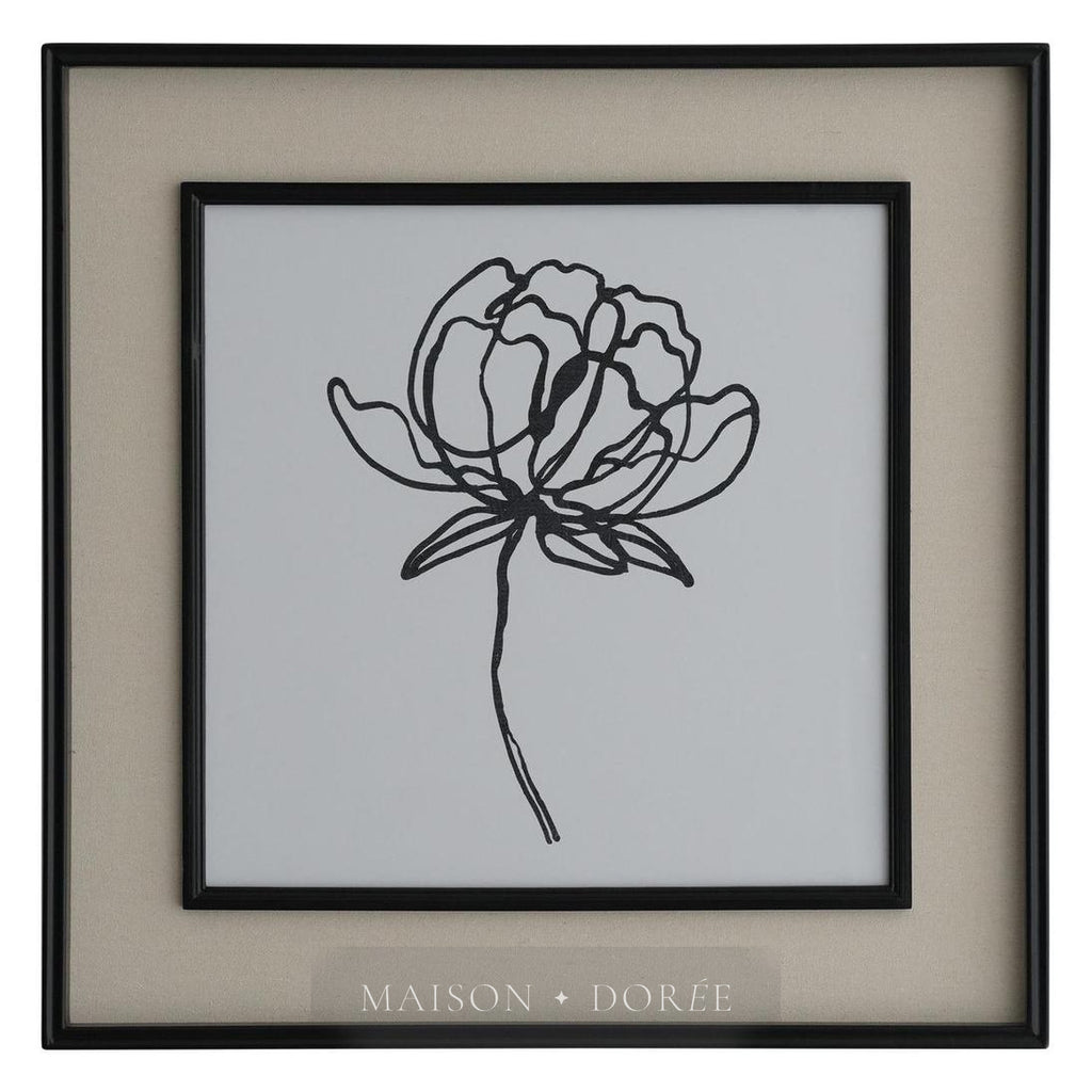 Sketched Flowers In Black Frame With Linen Insert Set 2 - view 4