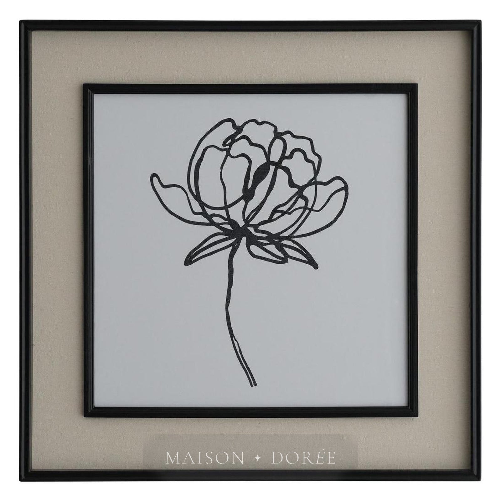 Sketched Flowers In Black Frame With Linen Insert Set 2 - view 4