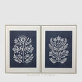 Flowers Blue Motif Framed Wall Art 60x80cm Set 2