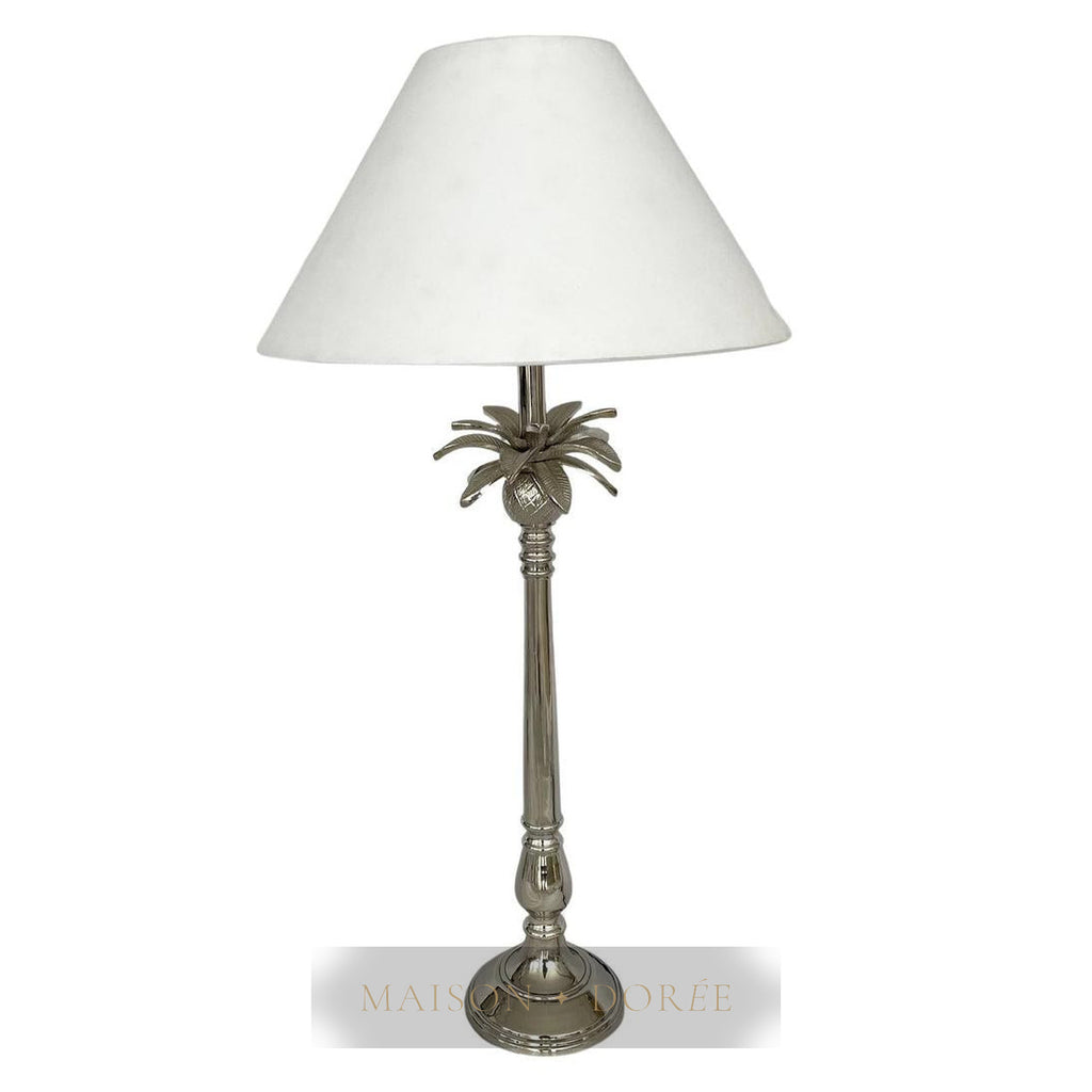 Nickel Pineapple Leaf Lamp W/White Shade