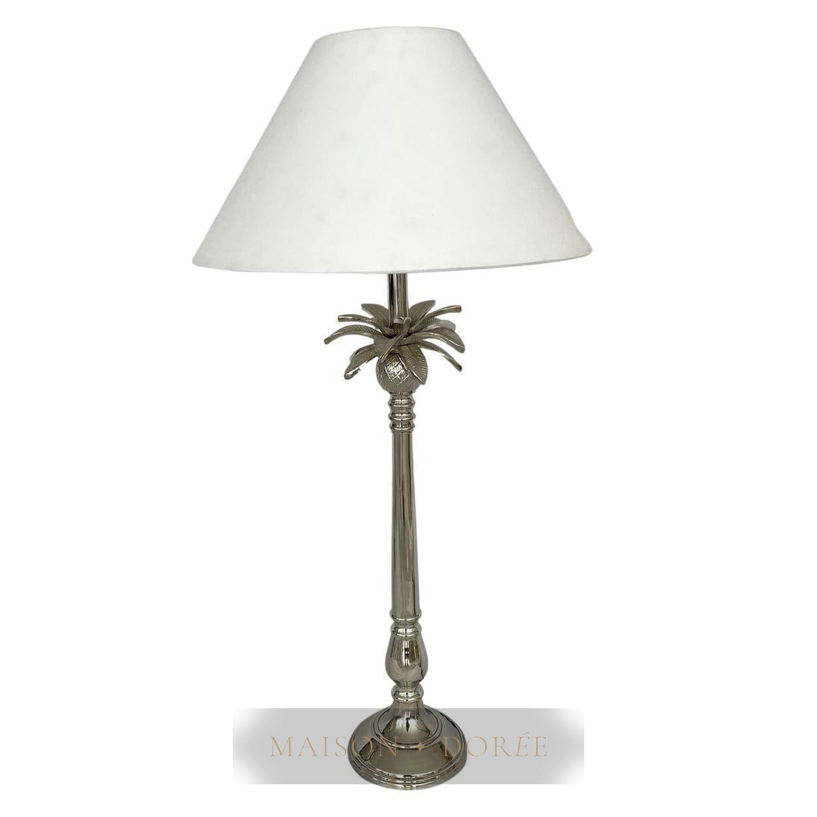 Nickel Pineapple Leaf Lamp W/White Shade