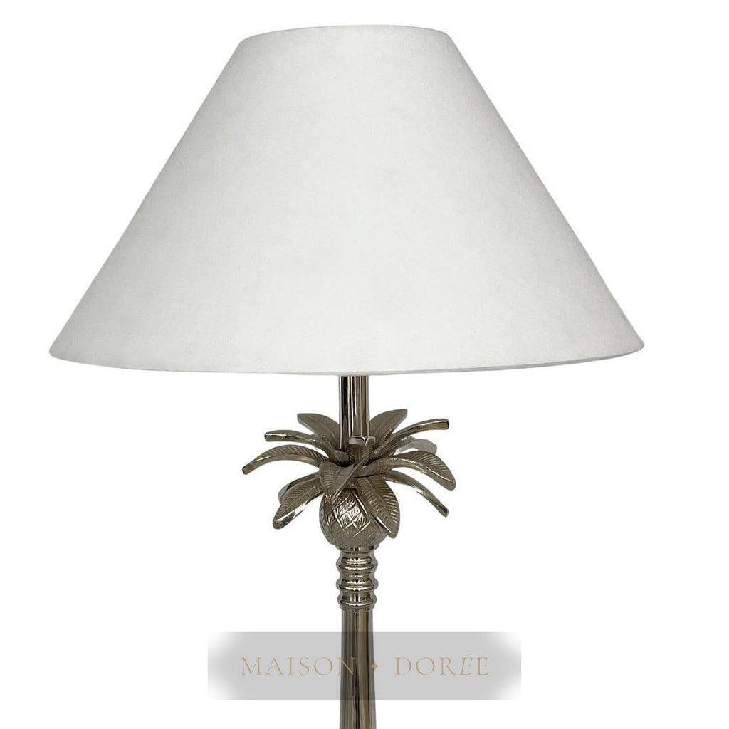 Nickel Pineapple Leaf Lamp W/White Shade