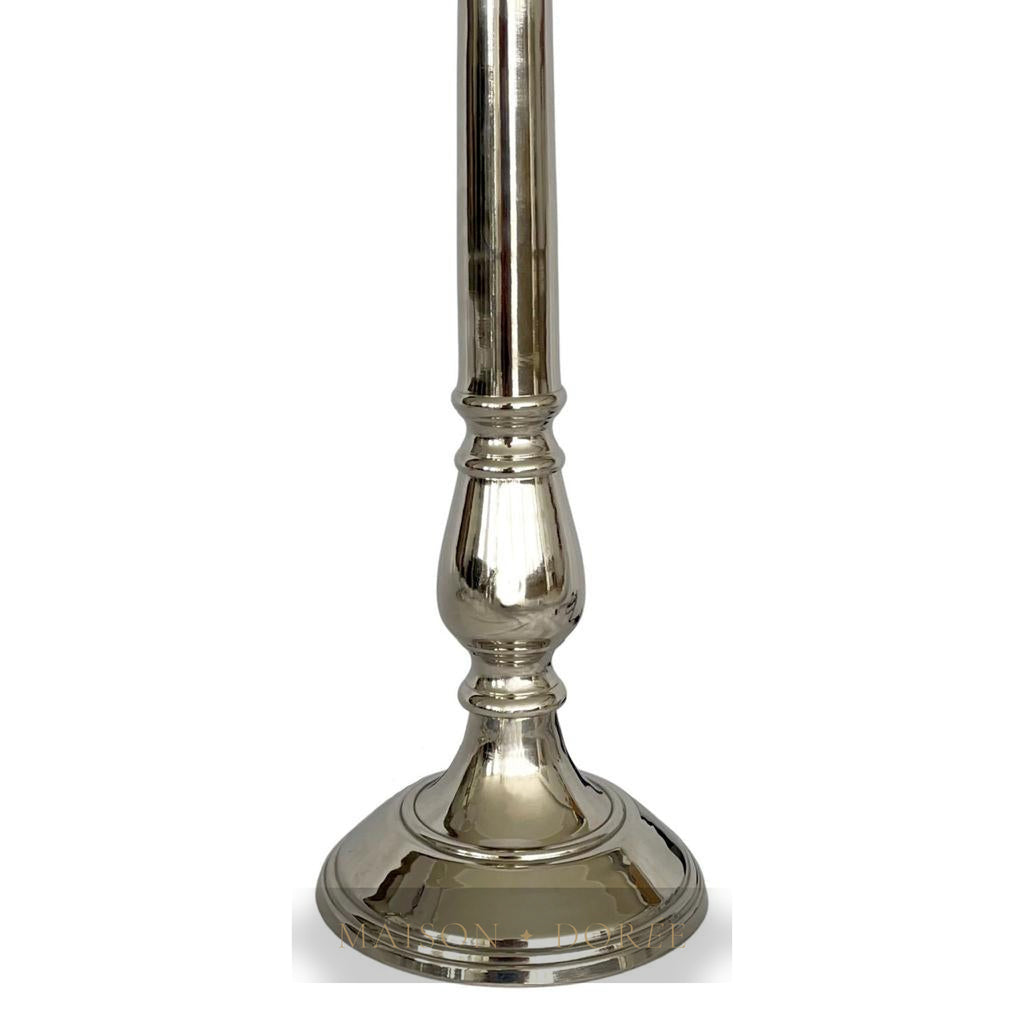 Nickel Pineapple Leaf Lamp W/White Shade