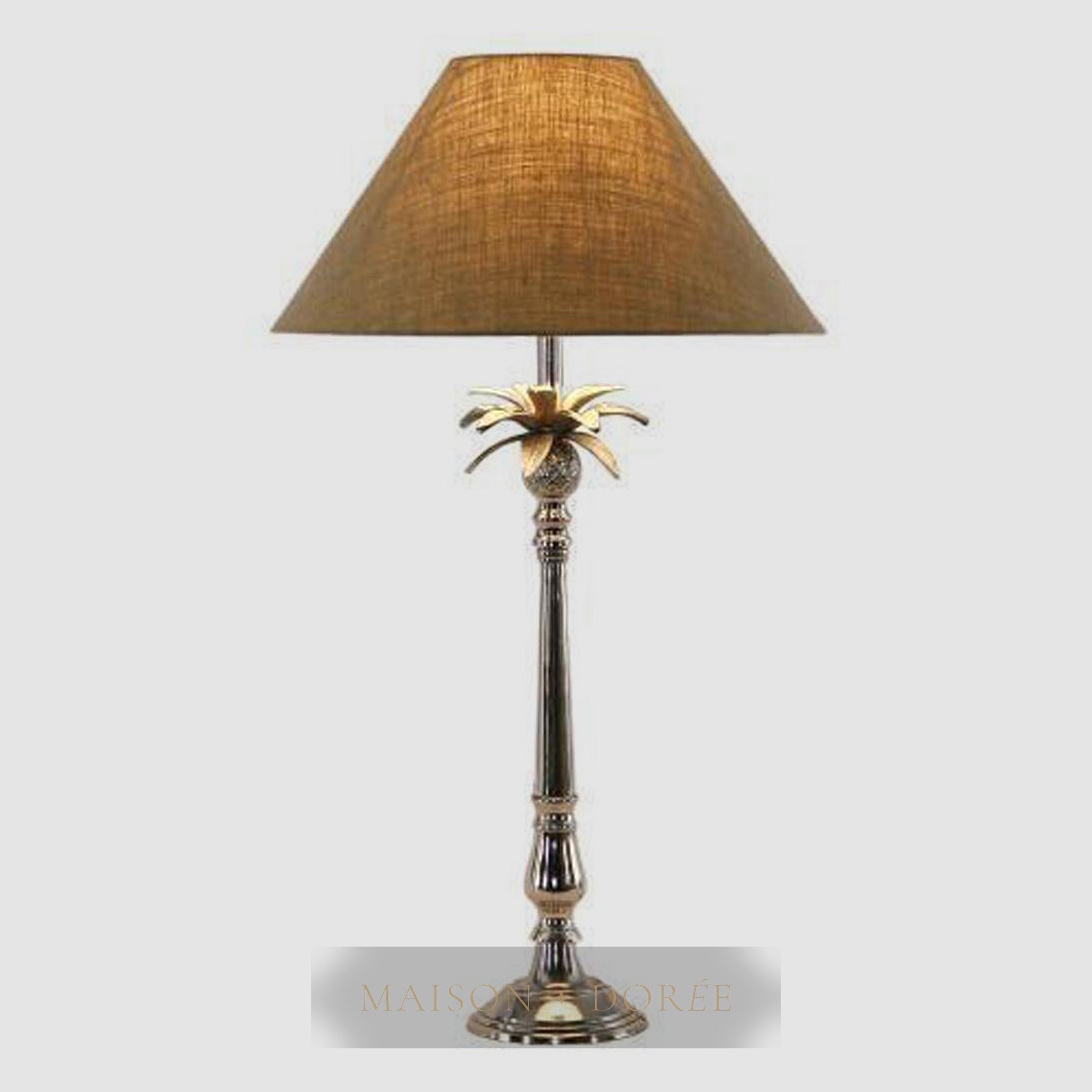 Nickel Pineapple Lamp 40/16 Natural Shade