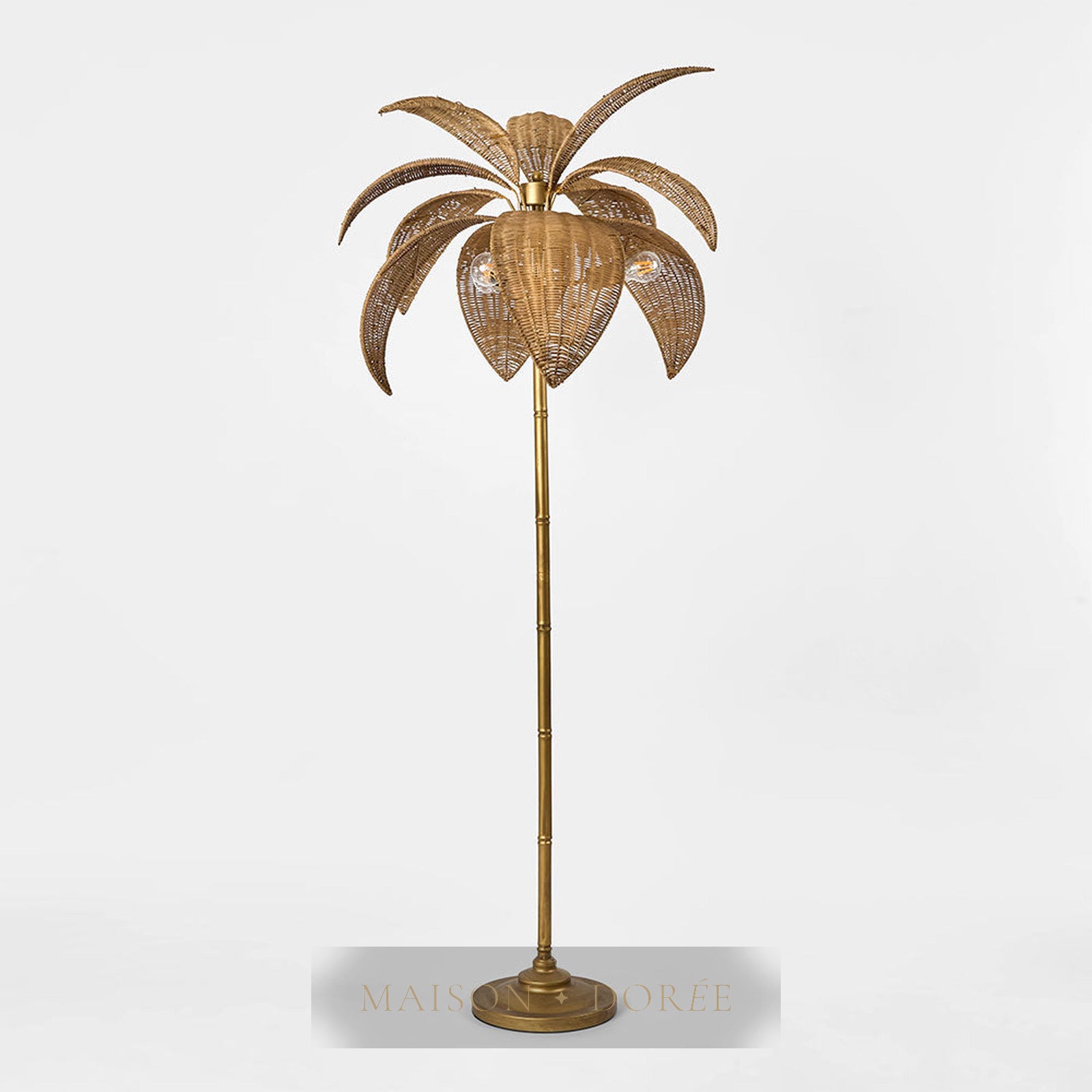 Bali Brass & Rattan Floor Lamp — Brass