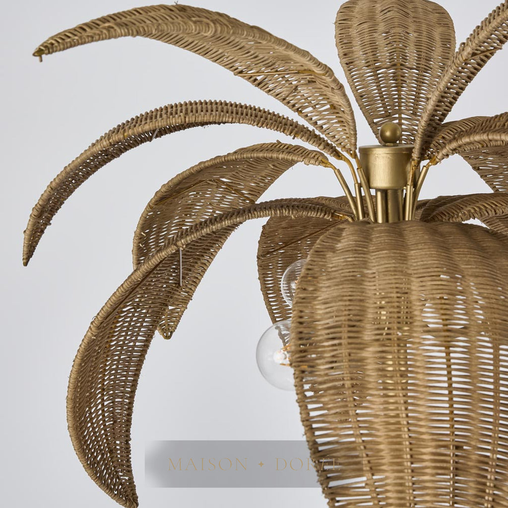Bali Brass & Rattan Floor Lamp