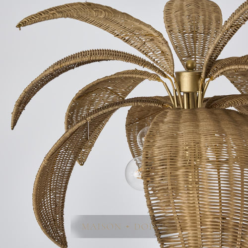 Bali Brass & Rattan Floor Lamp