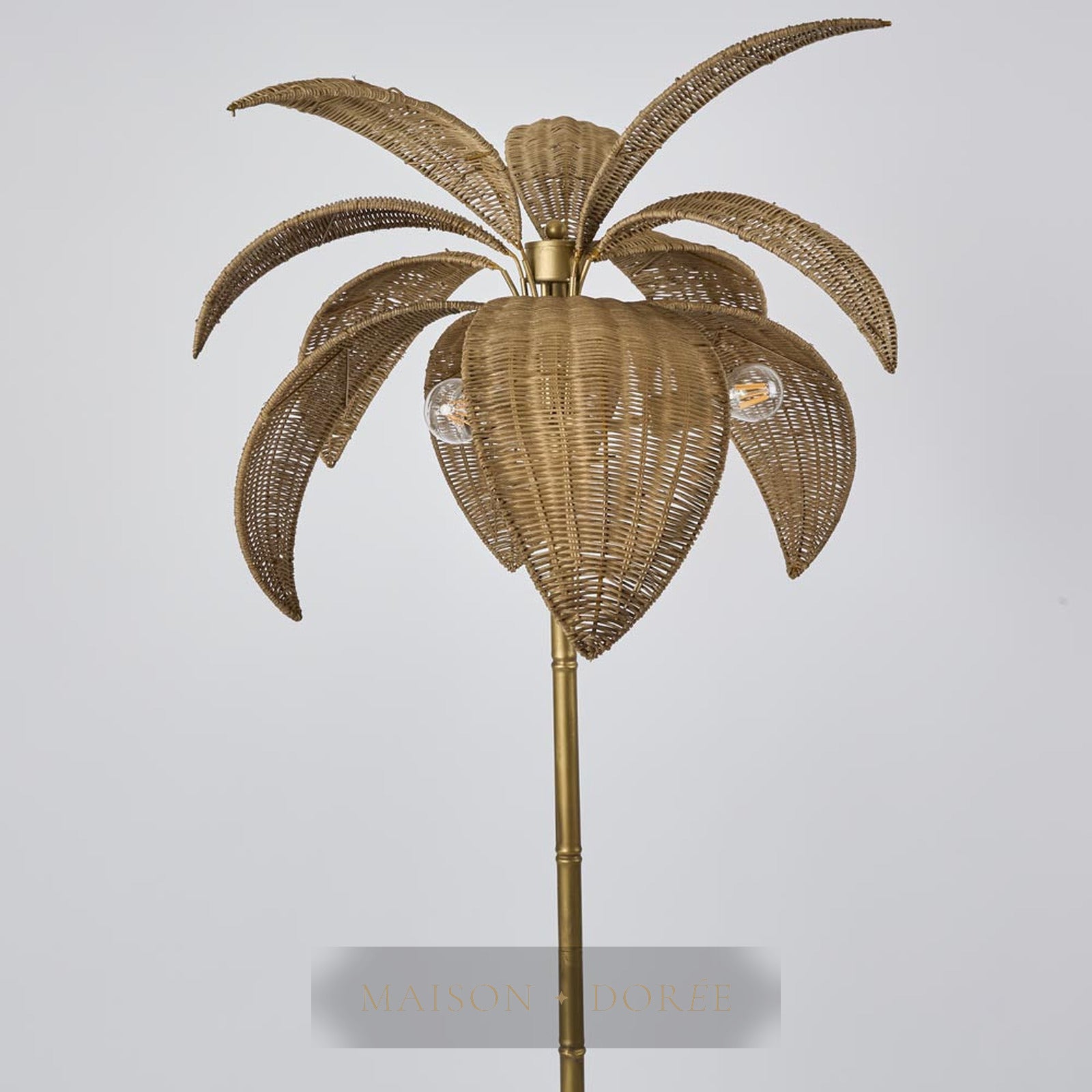 Bali Brass & Rattan Floor Lamp