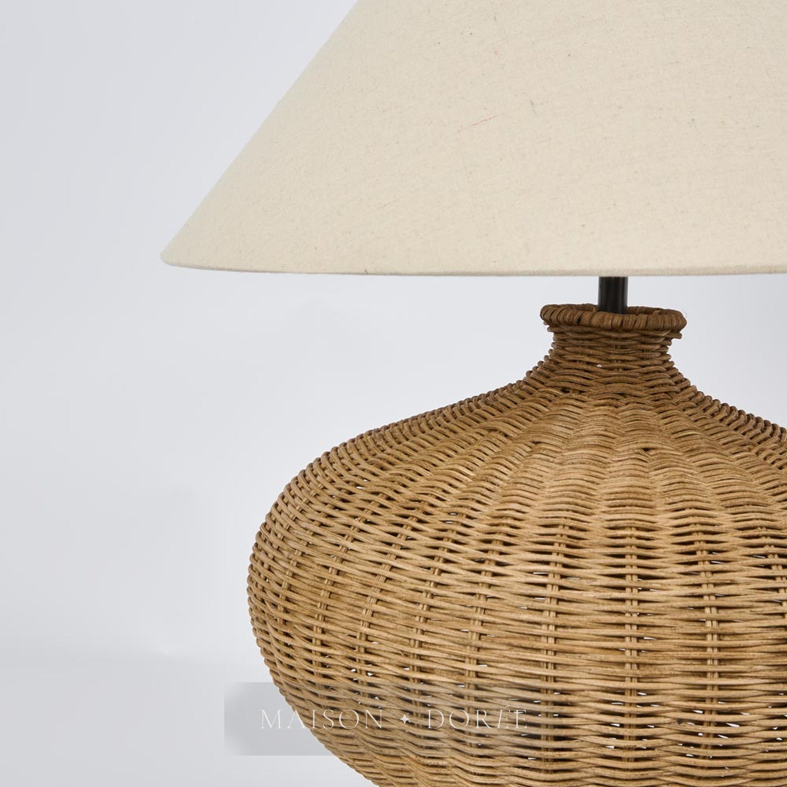 Dallas Rattan Table Lamp with linen shade