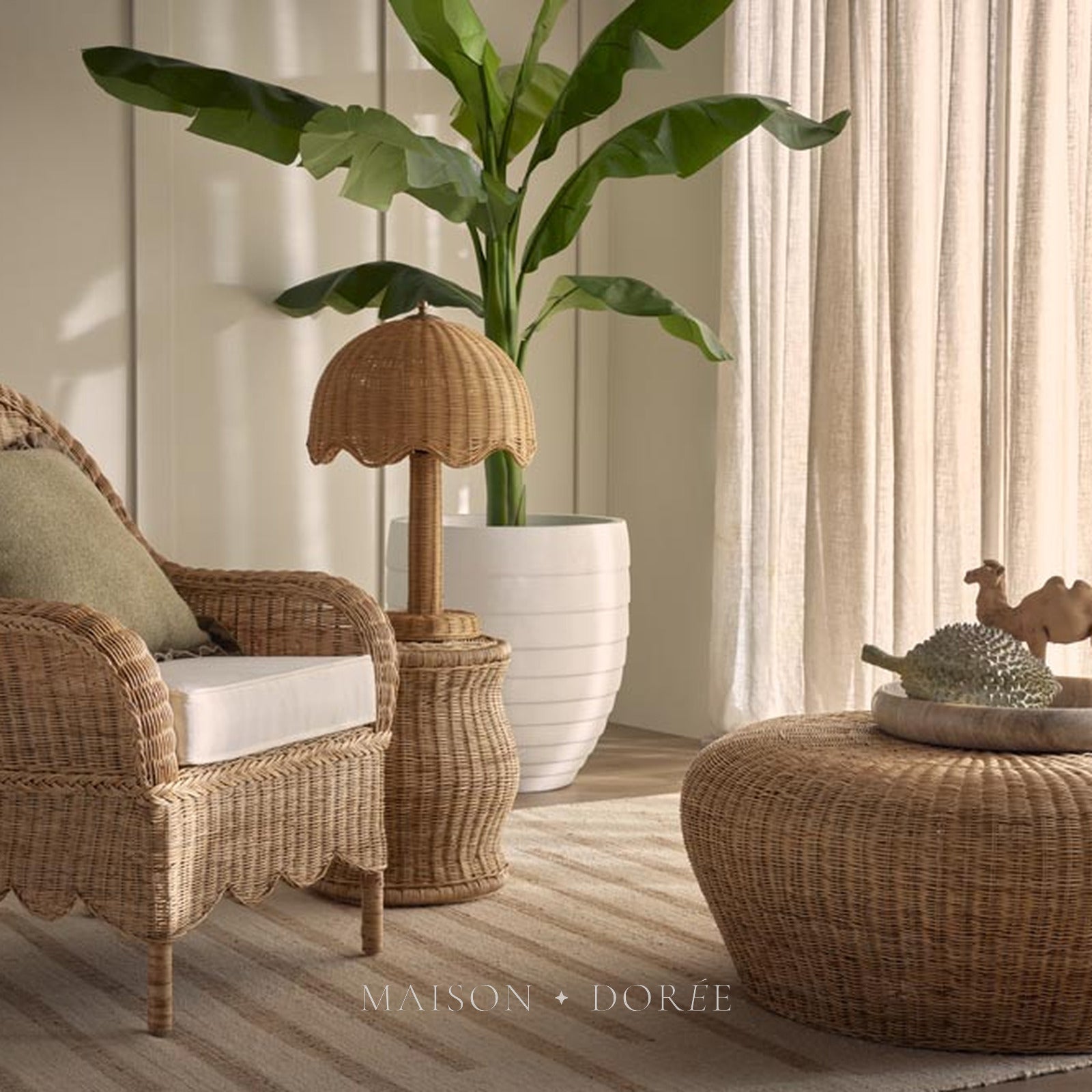 Brolley Rattan Table Lamp