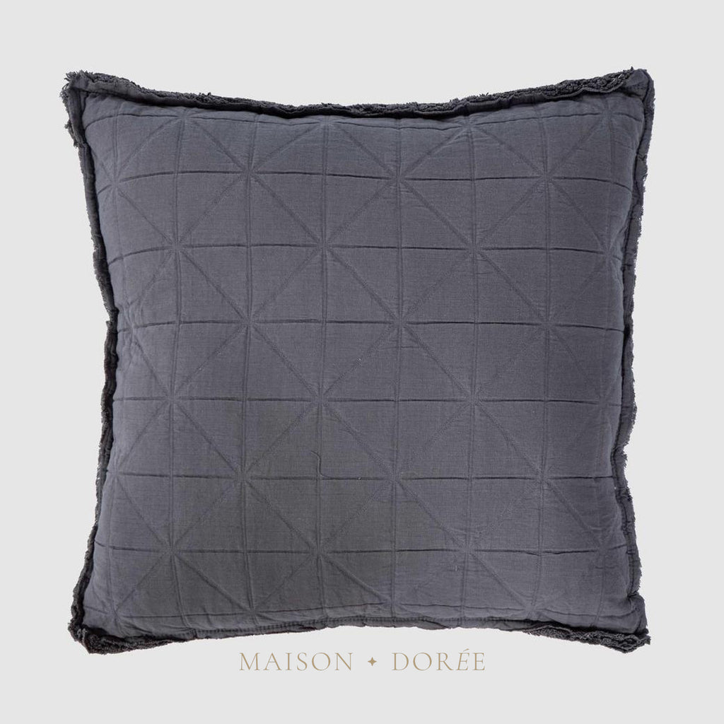 Quilted Cushion Dark Grey 50x50 - Cover only
