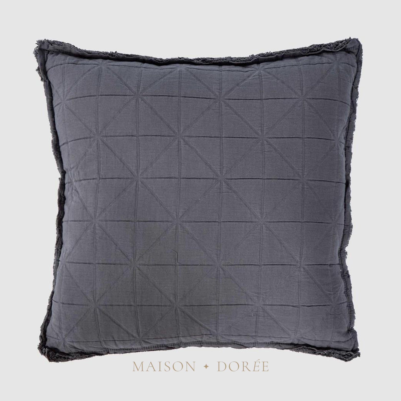 Quilted Cushion Dark Grey 50x50 - Cover only