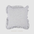 Tick Frill Cushion 50x50 Blue - Cover only
