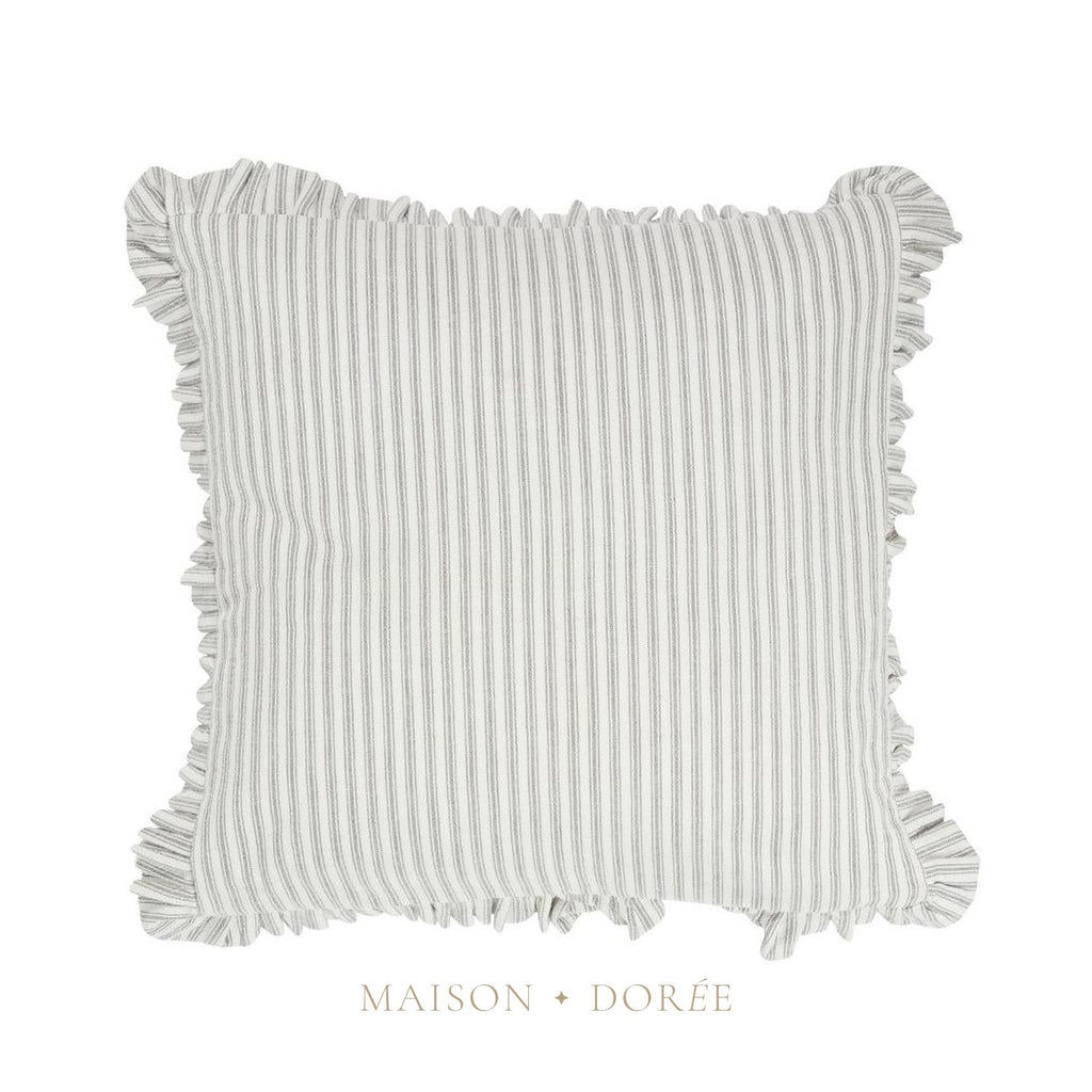 Tick Frill Cushion 50x50 Grey - Cover only