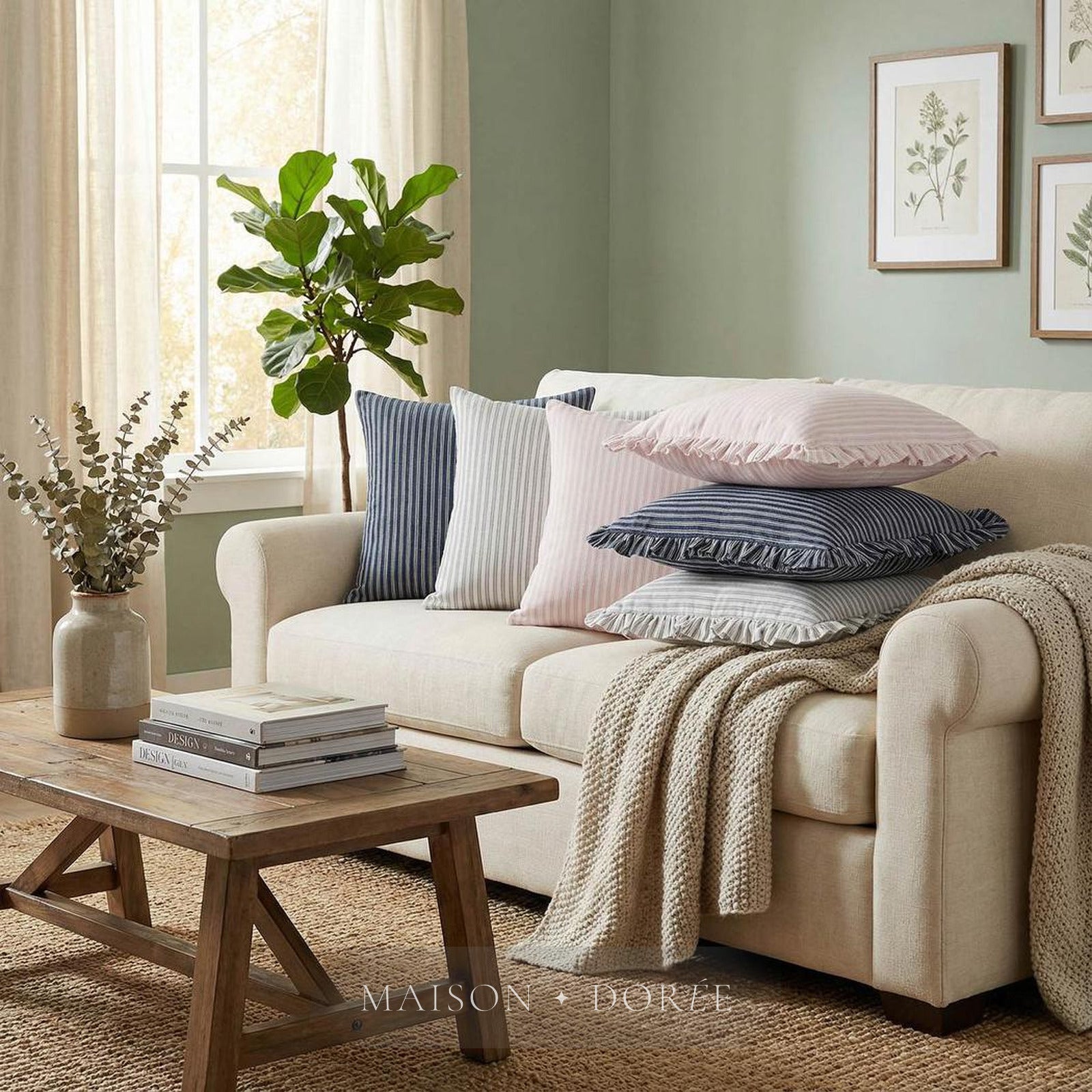 Tick Frill Cushion 50x50 Grey - Cover only - view 2