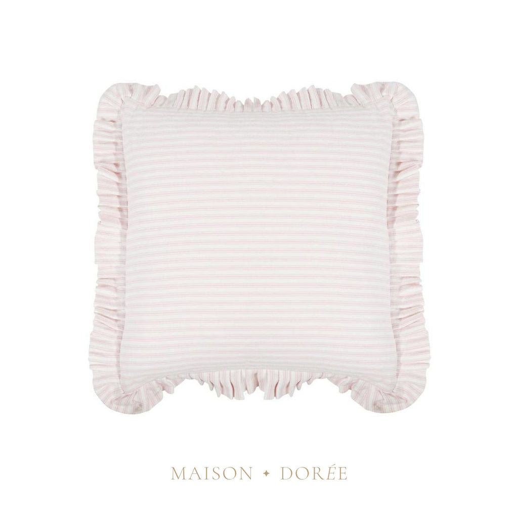 Tick Frill Cushion 50x50 Pink - Cover only