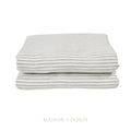 Ticking Sherpa Throw Quilt Grey