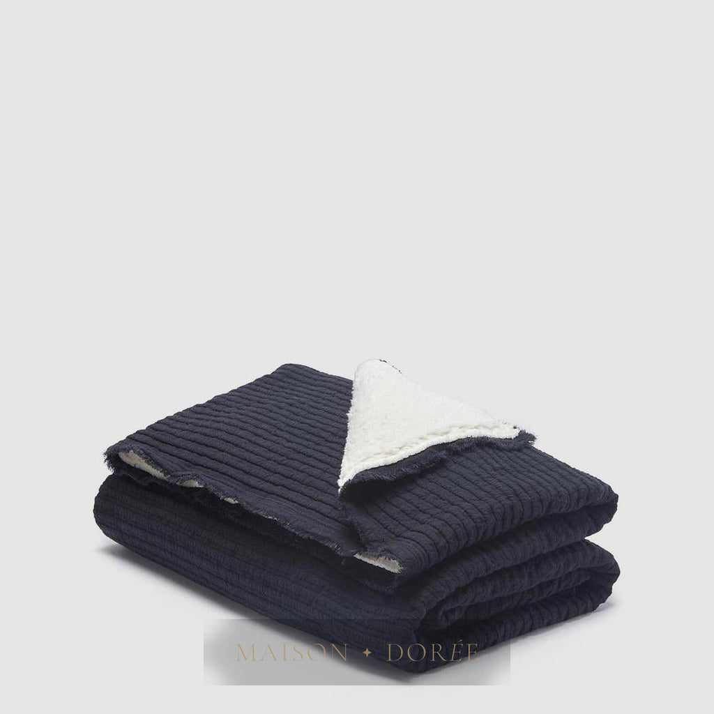 Ribbed Sherpa Throw Quilt Black - view 2