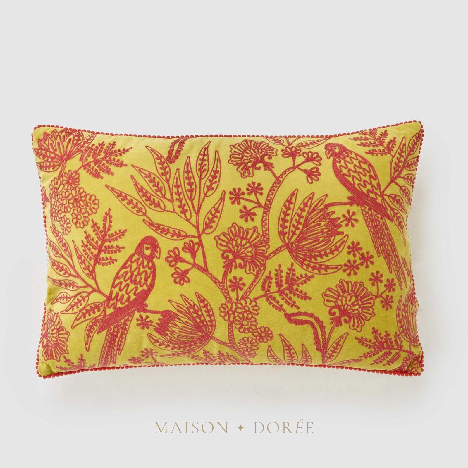 Jungle Bird Cushion 40x60cm Yellow & Fuchsia