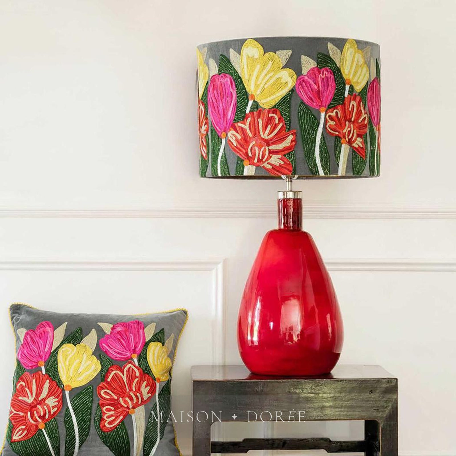 Lotus Flower Cushion 50x50cm Grey - view 2
