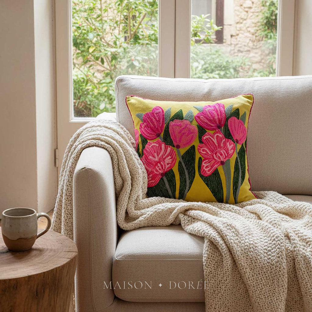 Lotus Flower Cushion 50x50cm Yellow - view 2