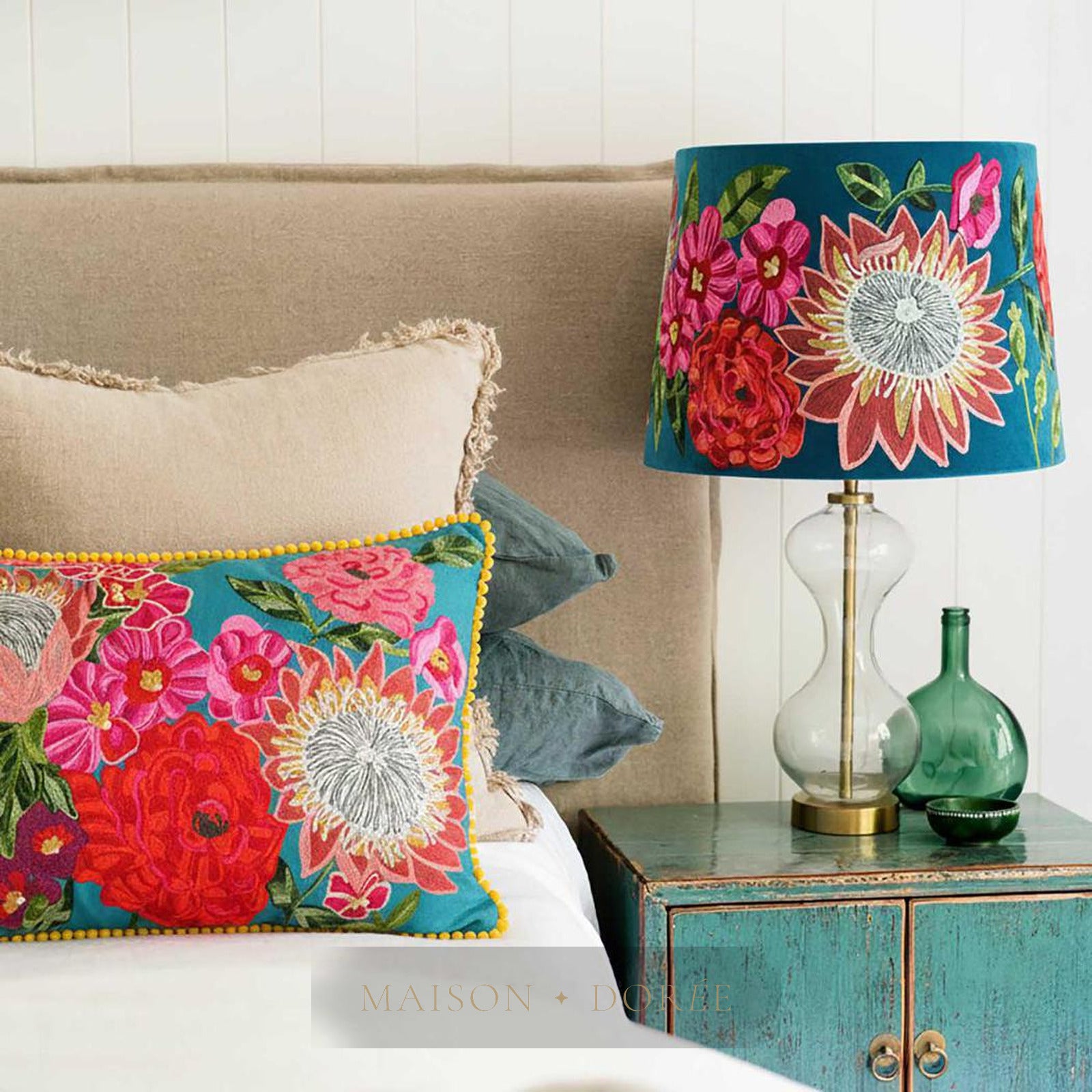 Tropical Garden Cushion 40x60cm Aqua - view 2
