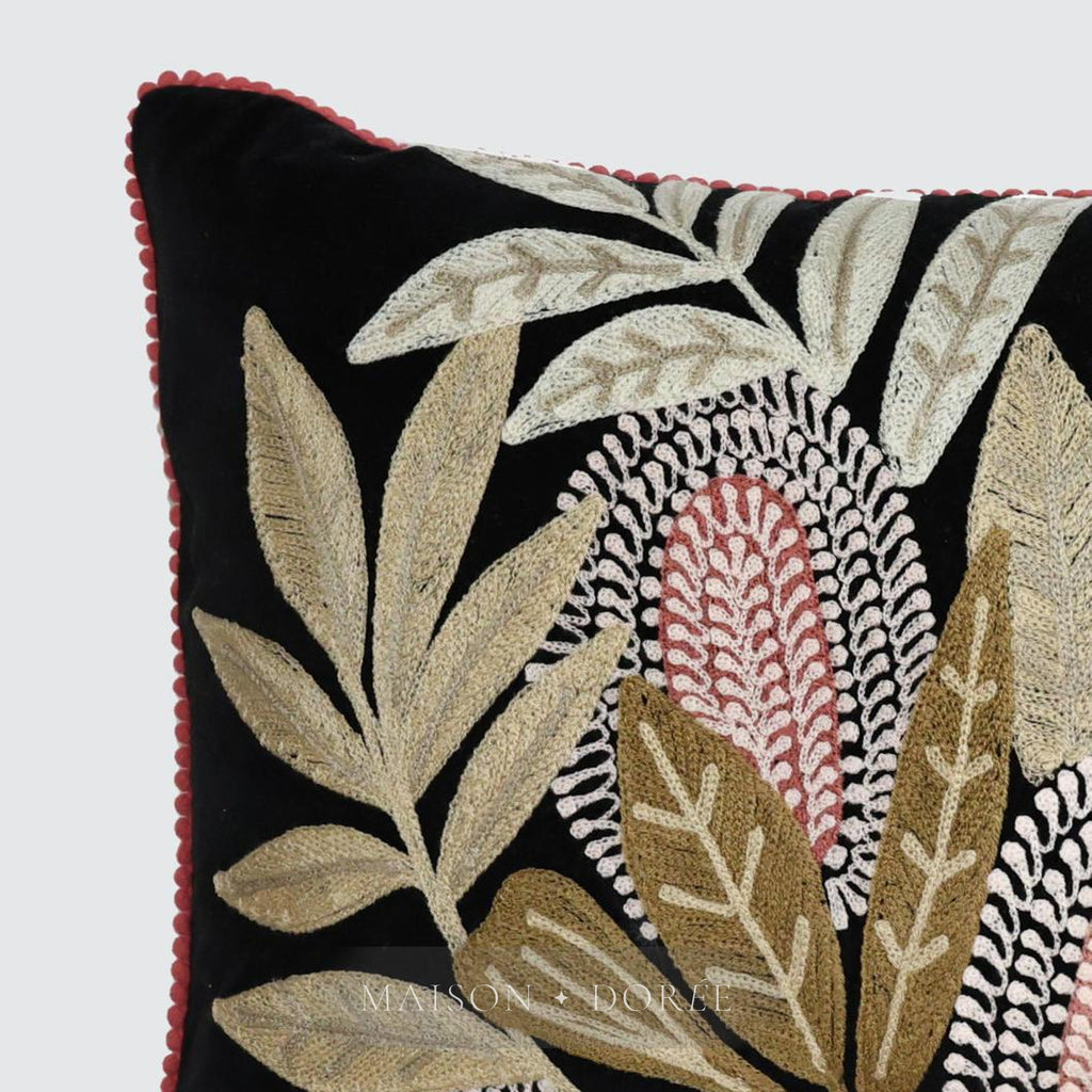 Banksia Embroidered 40 x 60 Cushion Ivory & Turquoise - view 2
