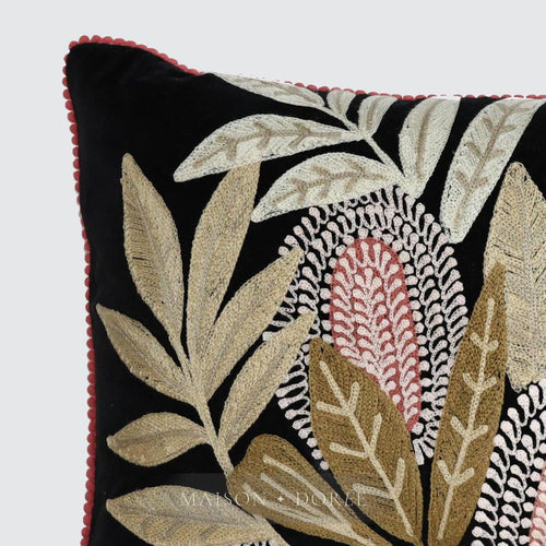 Banksia Embroidered 40 x 60 Cushion Ivory & Turquoise - view 2