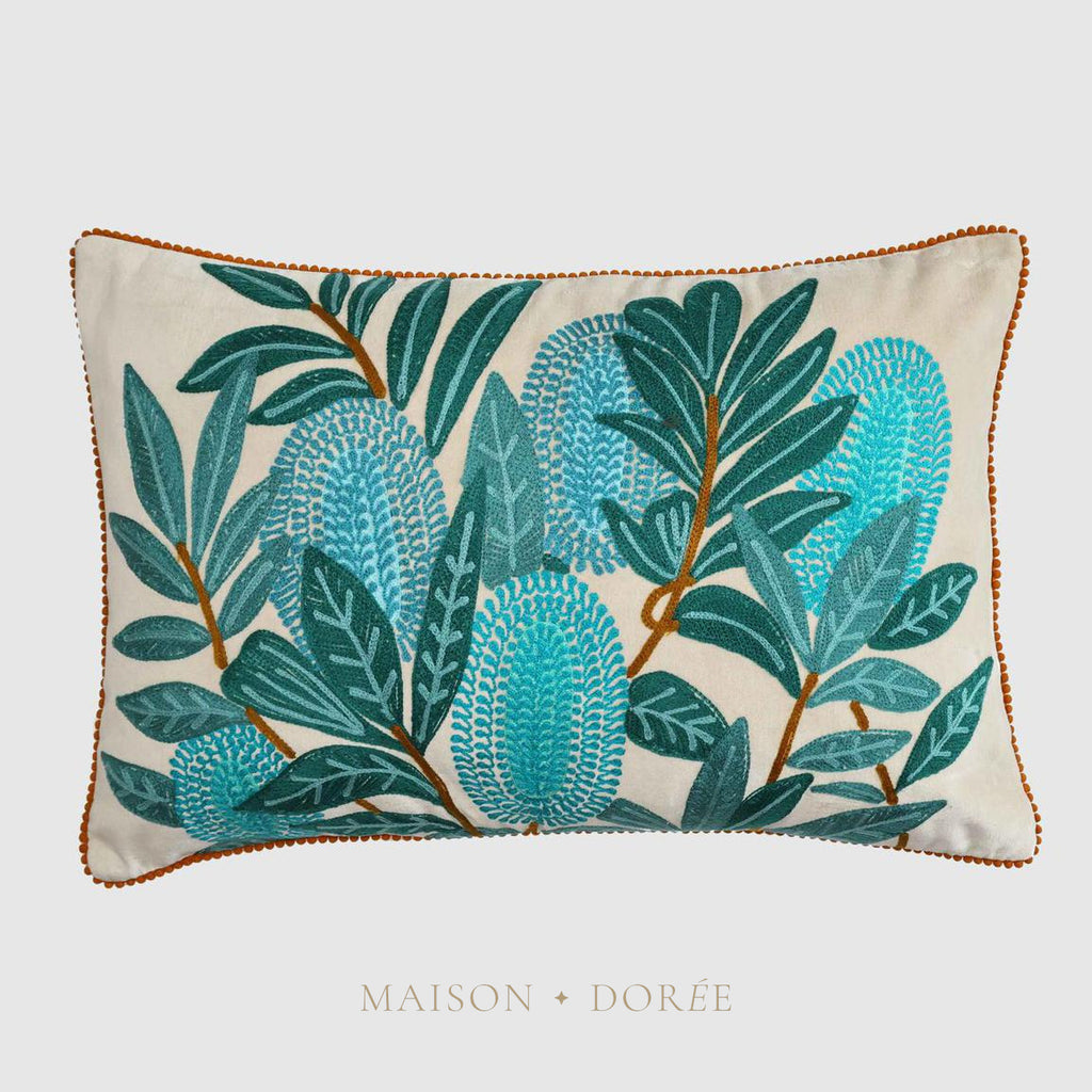 Banksia Embroidered 40 x 60 Cushion Beige & Black