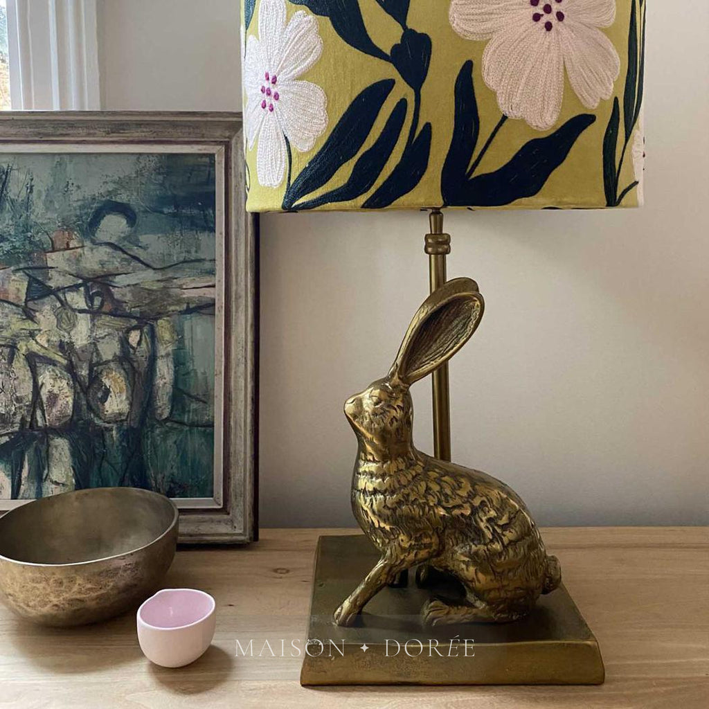 Rabbit Table Lamp Base only Antique Gold