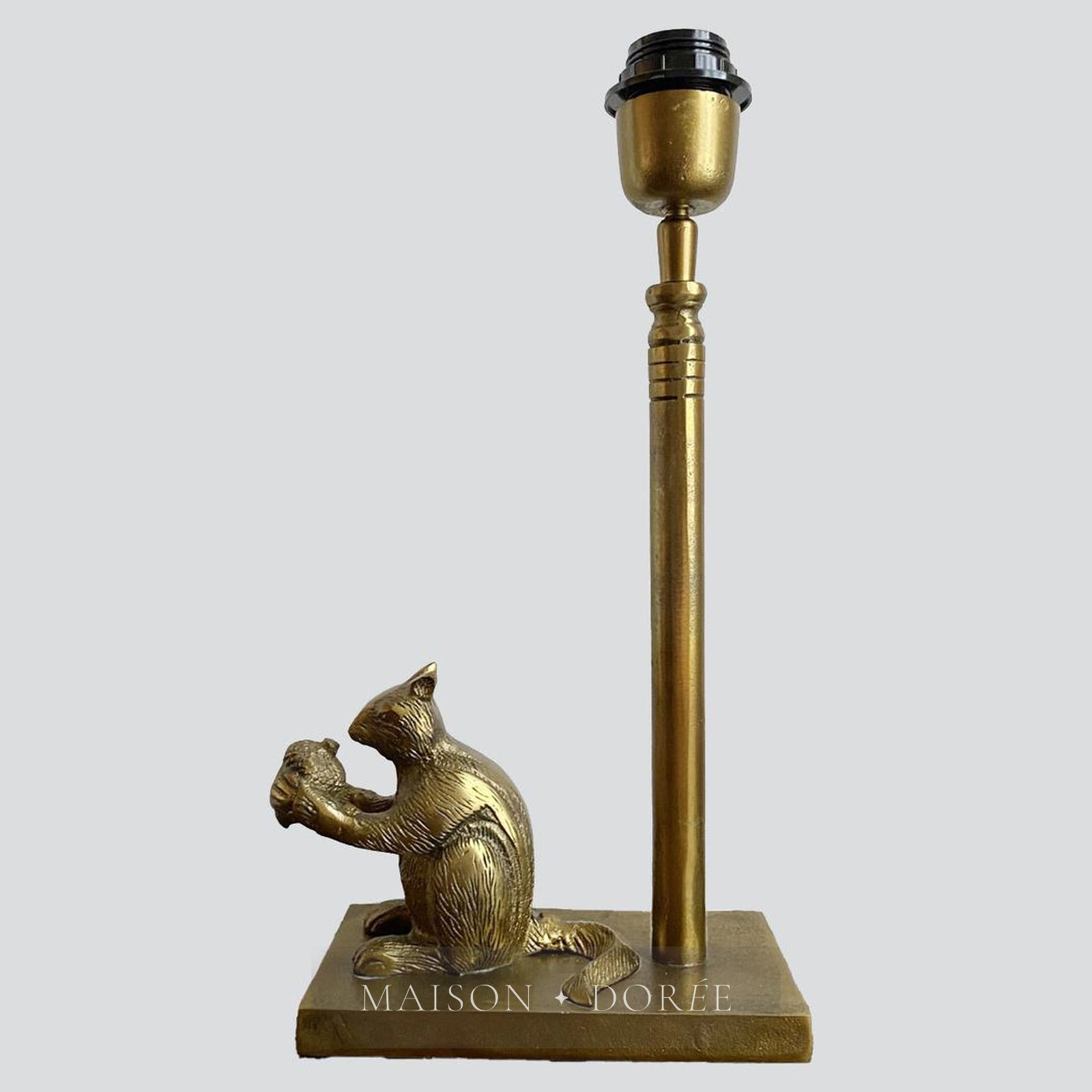 Squirrel Table Lamp Base only Antique Gold