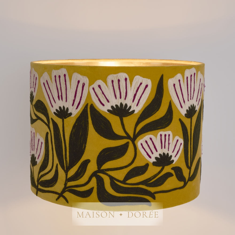 AD Daisy Velvet Drum Shade Yellow