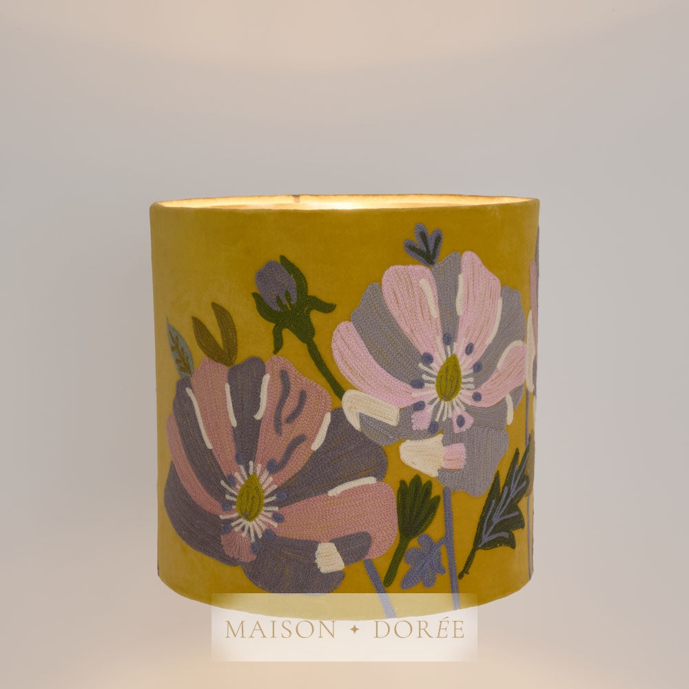 Wildflower Velvet Drum Shade Yellow Multi