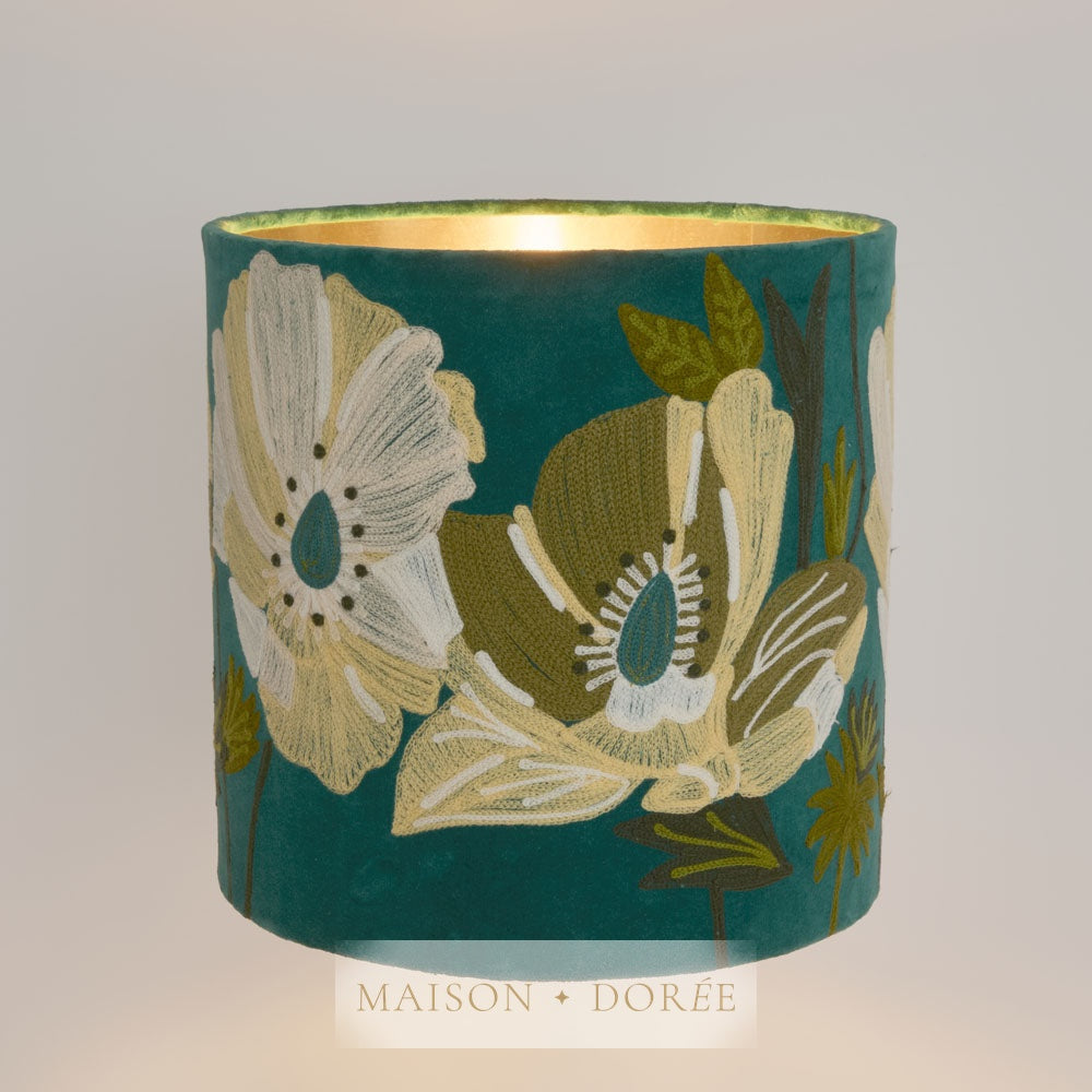 Wildflower Velvet Drum Shade Teal Multi