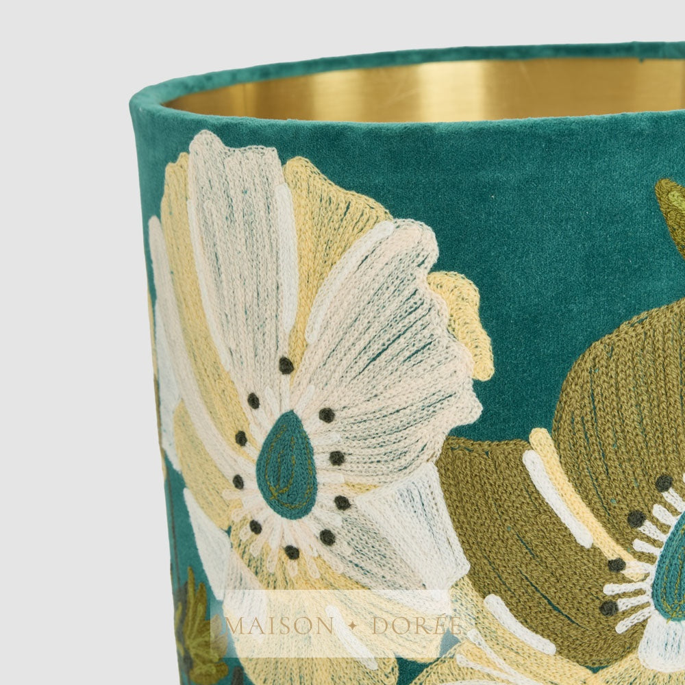 Wildflower Velvet Drum Shade Teal Multi