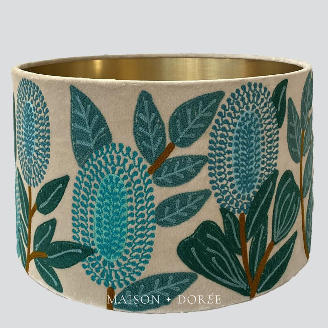 Velvet Drum Shade - Banksia - Turquoise Multi Large