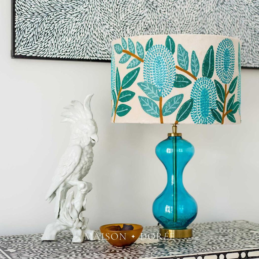 Velvet Drum Shade - Banksia - Turquoise Multi Large
