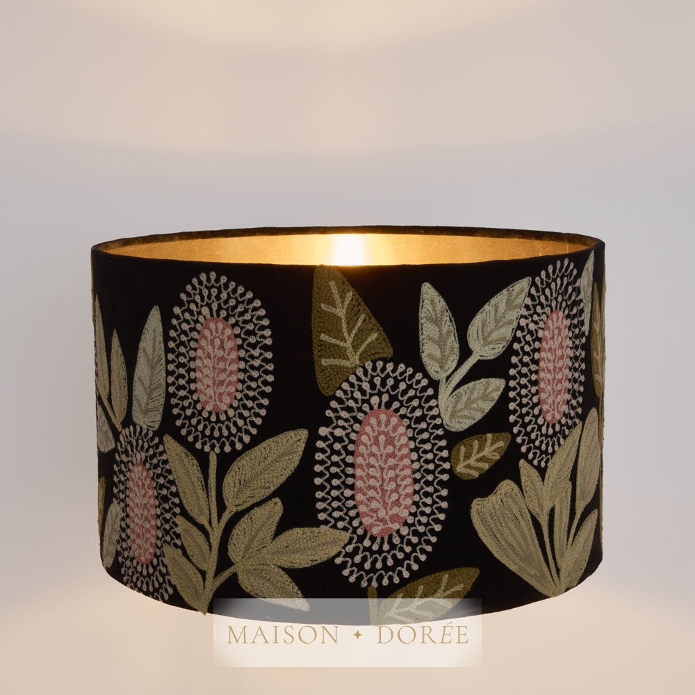 Velvet Drum Shade - Banksia - Black Multi Large